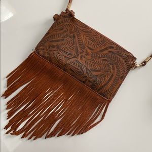 Street Level Leather Fringe Crossbody Wristlet